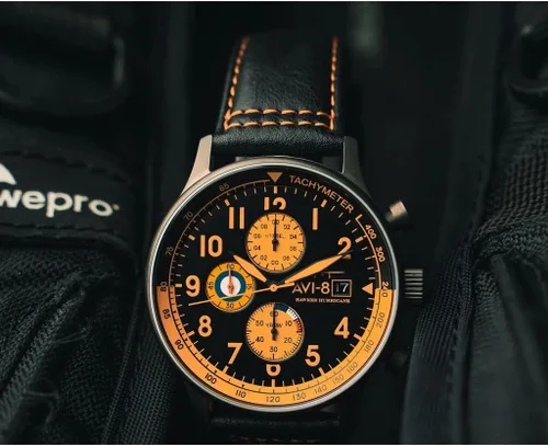 Vista 3 de AVI-8 Reloj Hawker Hurricane Classic Cronógrafo Correa de cuero genuino