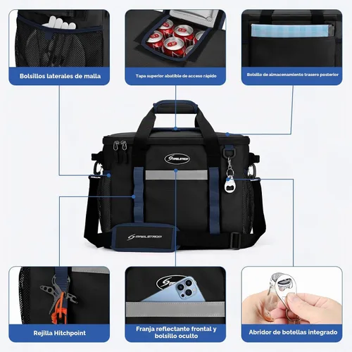 Vista 2 de Maelstrom Bolsa de enfriamiento suave, 35/55/75 latas enfriador de playa con acceso abatible Lightweight, 5-layer Insulation, 12H Cold, Leakproof