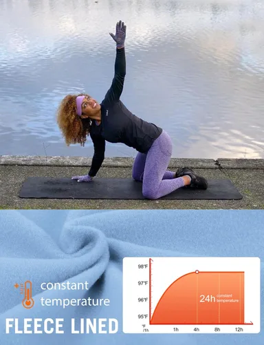 Vista 4 de BALEAF Camiseta térmica de forro polar para mujer, manga larga, con agujeros para los pulgares, bolsillo con cremallera para clima frío