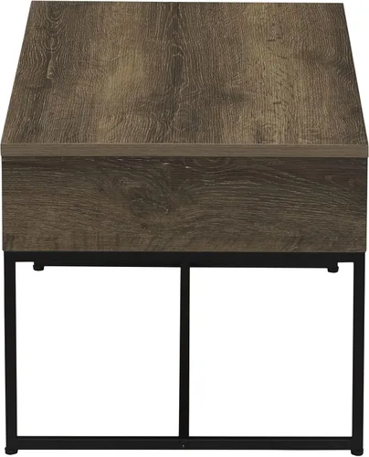 Vista 5 de Household Essentials Mesa de centro de grano Ashwood con base de hierro negro