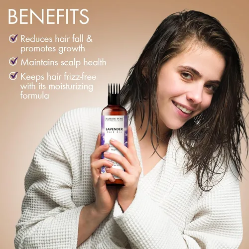 Vista 7 de Majestic Pure Aceite 100% Puro de Lavanda con Vitamina E para Cuidado del Cabello, Fórmula Fortalecedora, Nutritiva y Voluminizadora con Vitamina E
