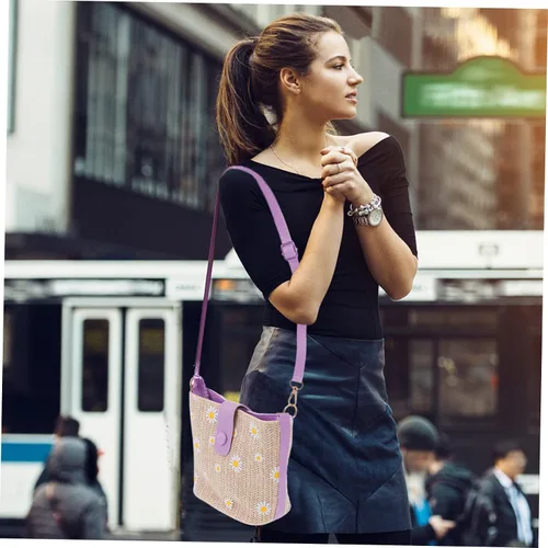 Vista 3 de VALICLUD 1 bolso de mensajero para mujer, bolsos de hombro para mujer, bandolera con patrón de ratán, bolso de hombro para niña
