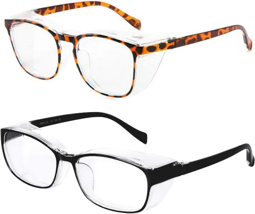 Vista 16 de willochra Paquete de 2 gafas de seguridad antivaho con protección lateral, bloqueo de luz azul, cómodas gafas de laboratorio transparentes