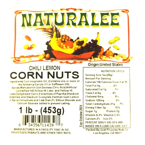 Vista 2 de Naturalee Nueces de maíz 2 lb - Chili Lemon - Bocadillo crujiente con alto contenido de fibra
