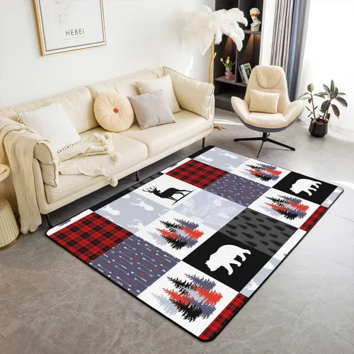 Vista 20 de Erosebridal Alfombra rústica de ciervo de 3 x 5 pies, alfombra de retazos de oso para niños, adolescentes y adultos, alfombra antideslizante de alce