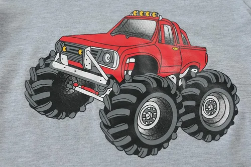 Vista 3 de Little Hand Pijamas para niños pequeños, Monster Truck 100% algodón, dinosaurio para niños, 2 piezas, ropa de dormir, conjuntos de ropa de dormir
