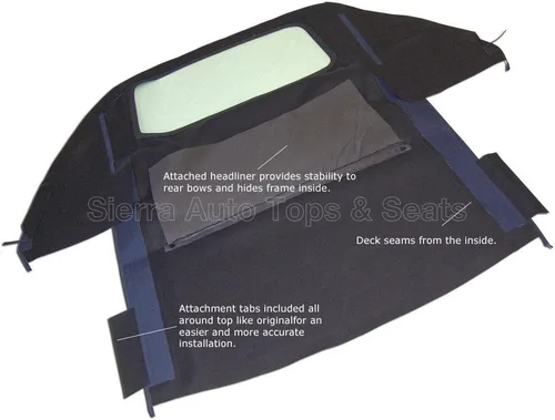 Vista 3 de Sierra Auto Tops Convertible Top Reemplazo para Porsche 993 Carrera 1994-1998, Stayfast Canvas, Negro