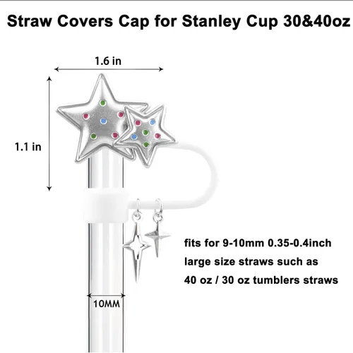 Vista 2 de 4 piezas de fundas de popote de silicona para Stanley Cup Star para Stanley Cup 30 y 40 onzas, cubierta de popote Stanley para vasos, accesorios