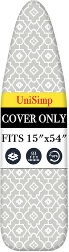 Vista 46 de UniSimp Funda y almohadilla para tabla de planchar de 15 x 54 pulgadas, algodón natural extra grueso, acolchado resistente a las manchas y a