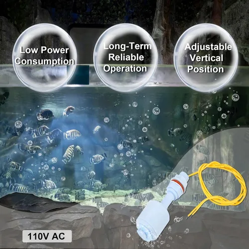 Vista 2 de Interruptor de flotador con sensor de nivel de agua vertical con salida de CA de 110 V para bomba de acuario, control de encendido/apagado