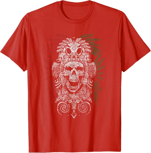 Vista 43 de Camiseta de Calavera Azteca con máscara Mayas Calavera Azteca, Negro