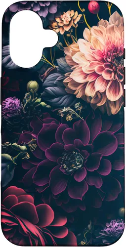 Vista 32 de Dahlia Flower Moody Dark Floral Pink and Purple Pattern Case for iPhone 17