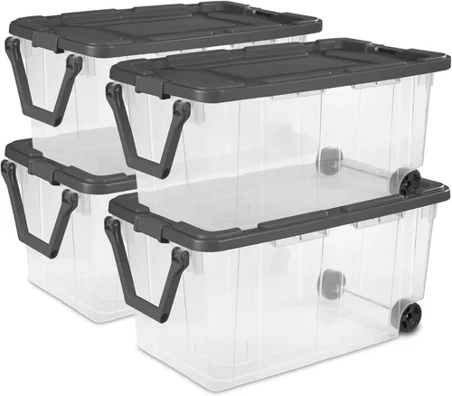 Vista 22 de Sterilite - Caja apilable modular con tapa de cierre, 16 cuartos de galón, paquete de 6 Contenedores de almacenamiento de plástico transparente