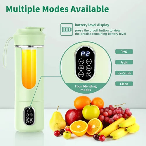 Vista 4 de Licuadora inalámbrica portátil, pequeño exprimidor recargable, mini licuadora personal para batidos y batidos, con función de limpieza automática