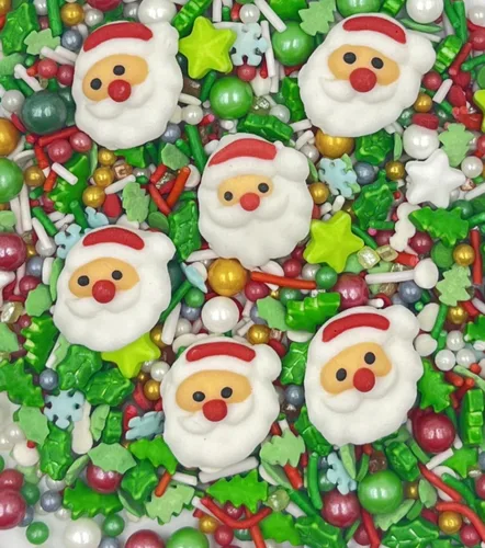 Vista 8 de Sentovac 12 piezas decoraciones comestibles para pasteles de Navidad (2 Papá Noel) Chispitas para mezclar para Navidad Suministros para fiesta 3