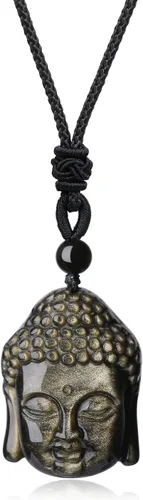 Vista 9 de AmorWing Collar de cristal de Buda de oración de piedras preciosas