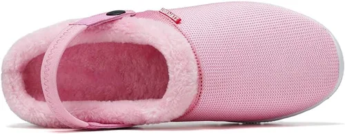 Vista 4 de ZXWFOBEY Sandalias de jardín para hombre y mujer, sandalias de malla con forro de piel, sandalias cálidas de verano e invierno