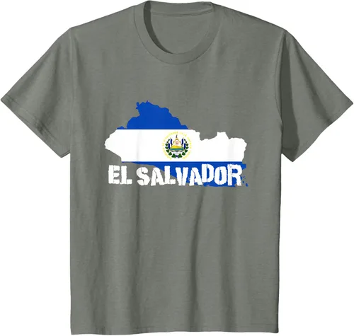 Vista 69 de Camiseta con la bandera de El Salvador, mapa de El Salvador, camiseta de Salvador para mujer, Negro