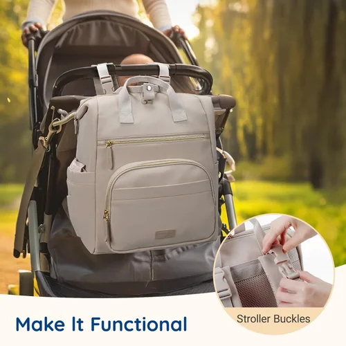 Vista 7 de mommore Mochila de neopreno para pañales de bebé, pequeña y ligera, resistente al agua, para niños y niñas, recién nacidos, con cambiador, correas