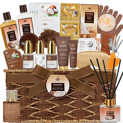 Vista 10 de 35 piezas de regalos de Navidad para mujeres y hombres, cesta de regalo de baño y cuerpo de carbón, kit de cuidado de la piel facial, regalo