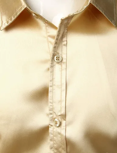 Vista 5 de ZEROYAA Camisas de vestir con botones de satén de seda brillante de lujo para hombre