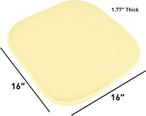 Vista 90 de Sweet Home Collection Cojines de espuma viscoelástica para silla, goma antideslizante y diseño de panal de abejas y esquinas redondeadas de 16 x 16