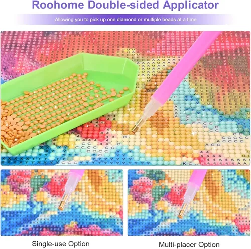 Vista 5 de Kits de Arte de Diamantes DIY para Adultos - Juego Completo de Pintura de Diamantes 5D con Detalles Completos de Nubes Auspiciosas y Coloridas