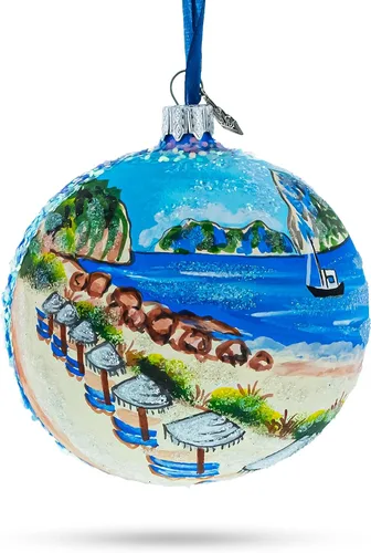 Vista 6 de Beach at Ibiza, España Bola de Vidrio Adorno de Navidad 4 Pulgadas
