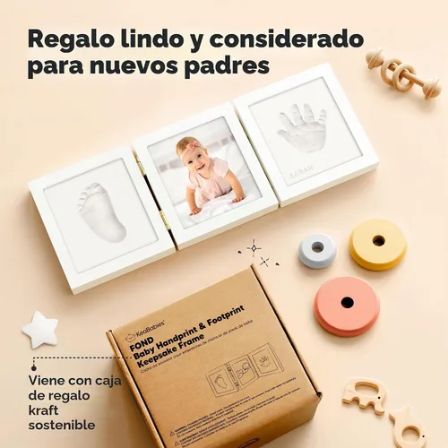Vista 5 de KeaBabies Regalos para baby shower, kit de manos y huellas para bebé Blanco (Alpine White)
