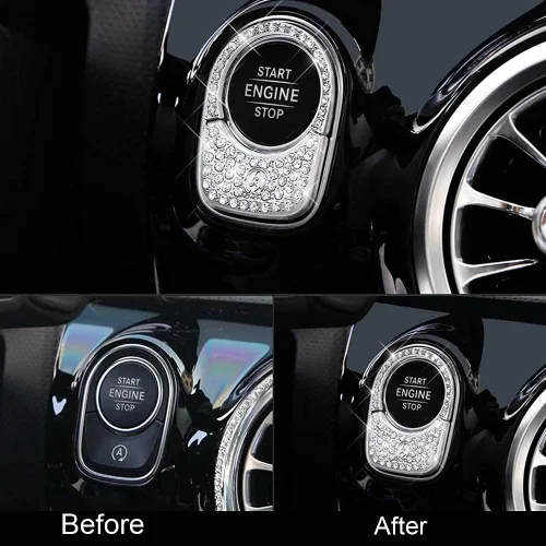Vista 2 de Pursuestar Bling Bling - Cubierta para interruptor de control de encendido con botón de cristal, accesorios para el interior del automóvil