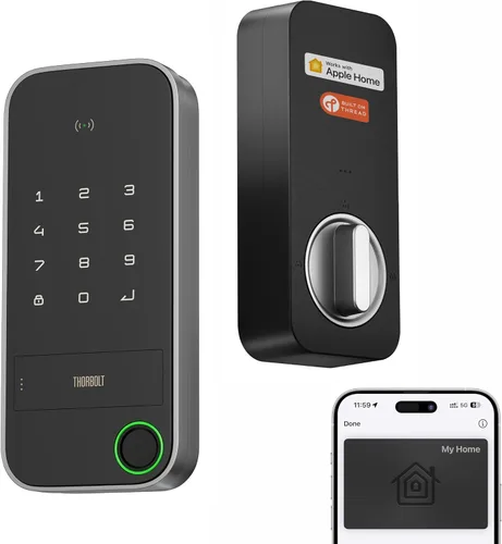 Vista 7 de ThorBolt X1 Cerradura de llave Apple Home, solo para iOS, cerradura de puerta inteligente sin llave HomeKit con huella digital, cerradura de cerrojo