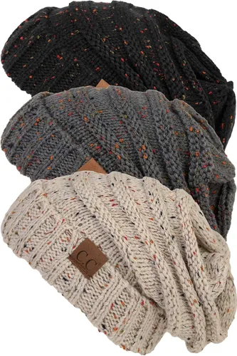 Vista 109 de Funky Junque Gorro de moda de punto trenzado de talla extragrande, grueso, abrigado, suave y holgado