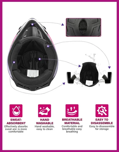 Vista 58 de SLMOTO - Casco DOT para niños y jóvenes, casco de motocross para todoterreno y calle, casco de motocicleta, casco de bicicleta de tierra, motocross