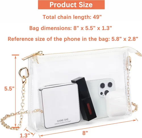Vista 19 de Bolsa transparente aprobada para estadios: ideal para controles de seguridad rápidos, bolso pequeño transparente para mujer