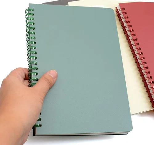 Vista 5 de Yansanido Cuaderno de espiral, 4 unidades de papel cuadriculado de plástico grueso A5, 4 colores, 80 hojas, 160 páginas para estudio y notas