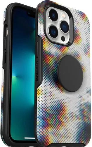 Vista 4 de OtterBox Funda para iPhone 13 Pro Otter + Pop Symmetry Series - Aguas tranquilas (azul), PopSockets integrados PopGrip, delgada, apta para bolsillo