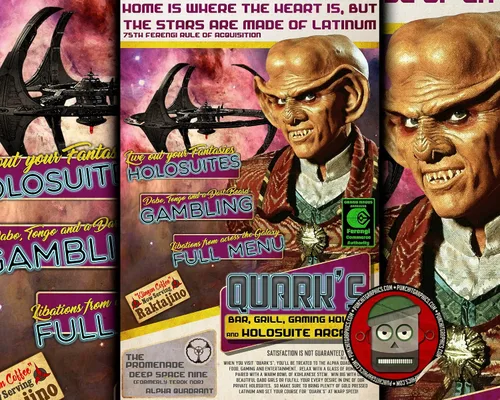 Vista 3 de Deep Space Nine Quark's Bar - Impresión artística original vintage de 11 x 17 pulgadas, regalo para fanáticos de los ovnis, divertido, humor, arte