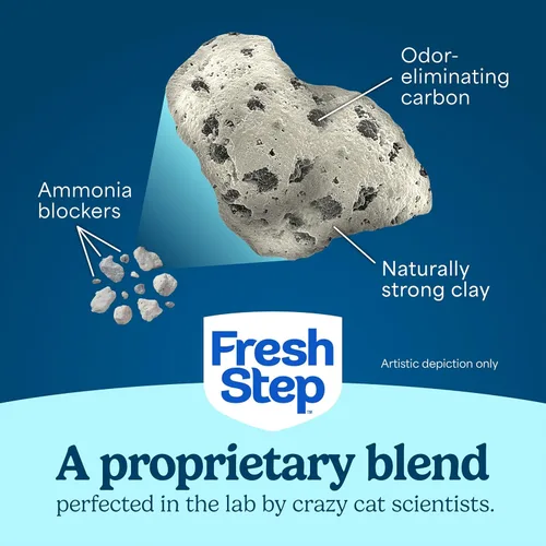 Vista 17 de Fresh Step Clean Paws Arena para gatos con frescura Febreze, Arena aglomerante avanzada para múltiples gatos con bajo seguimiento, 37 libras