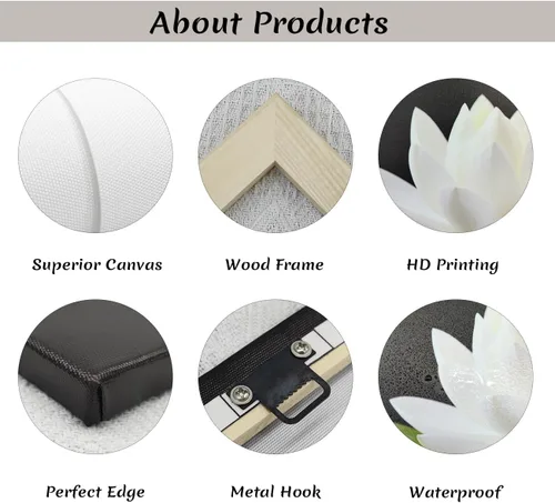 Vista 6 de CXHOSTENT Lienzo decorativo para pared, diseño de piedra zen en blanco y negro en el agua, marco decorativo de meditación, espíritu, spa, Zen - 1