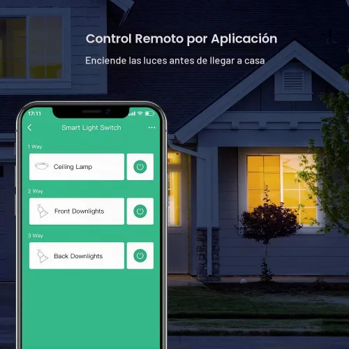 Vista 3 de BroadLink Interruptor de luz inteligente, no requiere cable neutro, un solo polo con aplicación y control de voz, interruptor temporizador táctil