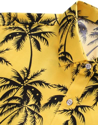 Vista 4 de Camisa de vestir estampada hawaiana con botones para hombre