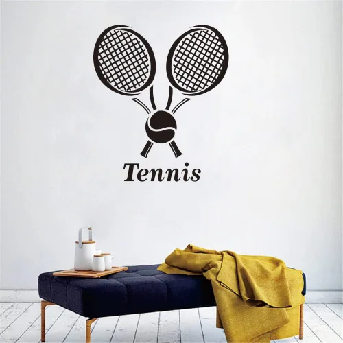 Vista 5 de Adhesivo de pared para jugador de tenis, diseño moderno de silueta deportiva para adolescentes, atletas o fanáticos, decoración única de PVC