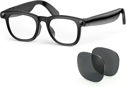 Vista 10 de EarlySincere Gafas inteligentes con cámara POV 4K de 8 MP, video HD, asistente de visión AI, transcriptor de traducción y voz, audio de oído