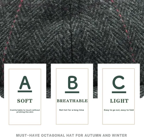Vista 4 de Newsboy Gorra Gatsby Baker Boy Sombrero Plano Tweed Ajustable Peaky Herringbone Sombrero