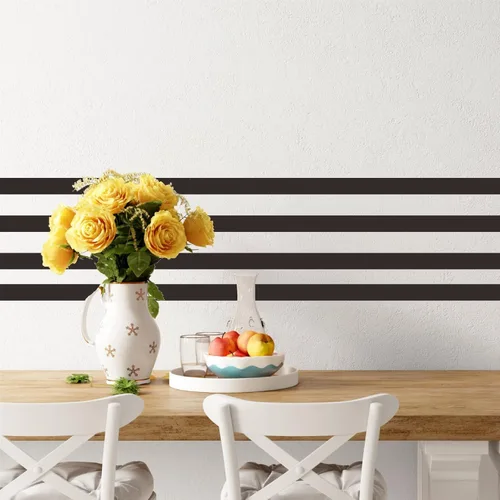 Vista 9 de Calcomanías de pared de líneas geométricas, calcomanías de pared de vinilo negro, calcomanías modernas para pared, calcomanías extraíbles