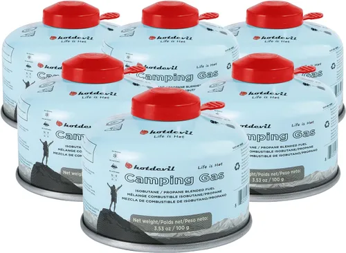 Vista 12 de Hotdevil Recipiente de combustible de isobutano de 100 gramos para estufa de camping Recipiente de combustible de butano y propano para camping