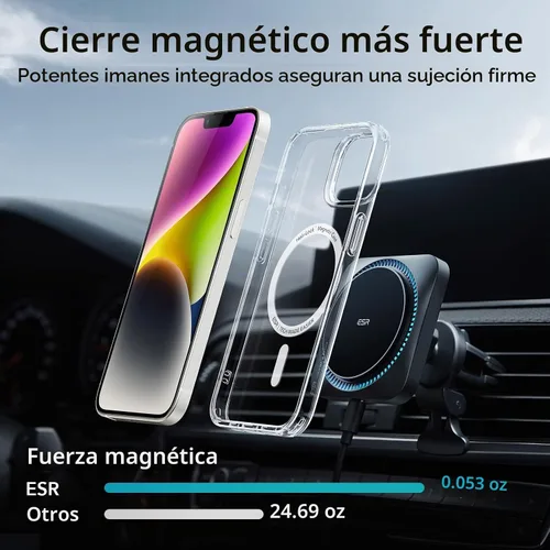 Vista 5 de ESR para iPhone 14 Plus Funda, Funda Magnética Compatible con MagSafe, Protección Anti-impactos de Grado Militar, Funda Transparente Magnética