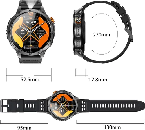 Vista 6 de ALPHAGEAR Alpha Smartwatch para iPhone y Android, responder/hacer llamadas, seguimiento de bienestar 24/7, pantalla AMOLED de 1.75 pulgadas, batería