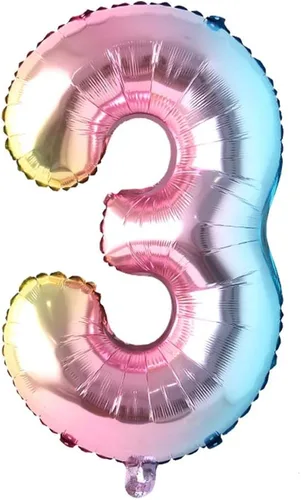 Vista 10 de Globos de números de 32 pulgadas, globo de aluminio, bola de dígitos degradados de arco iris, decoración de fiesta de cumpleaños, suministros