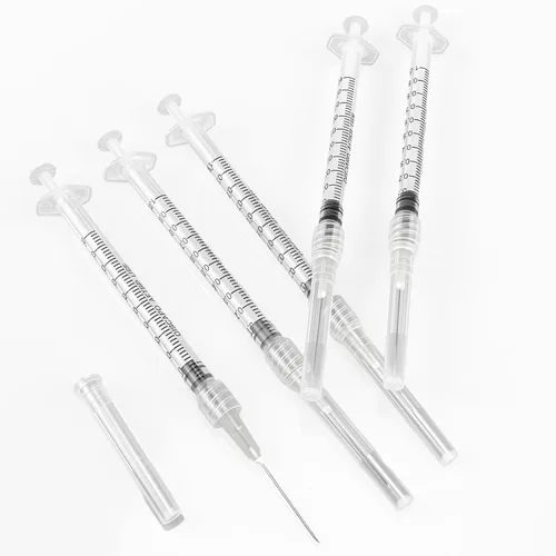 Vista 10 de Paquete de 100 jeringas Luer Lock de 1 ml con agujas de 23Ga (1 pulgada), jeringas y agujas desechables de plástico en embalaje individual